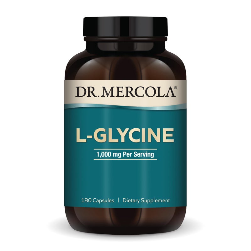 Dr. Mercola L-Glycine - Aids Production of Glutathione & Collagen - Supports Heart, Brain, Digestion, Metabolic & Immune Health - Non-GMO, Gluten-Free & Soy-Free - 180 Capsules (90 Servings) - Image 1